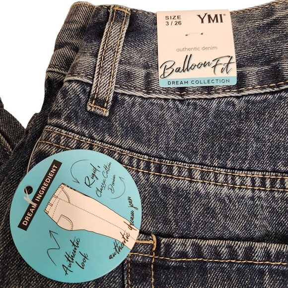 NWT YMI Balloon Fit Authentic Denim Jeans Size 3/26 NWT Rue21 Dream Collection - Picture 1 of 10